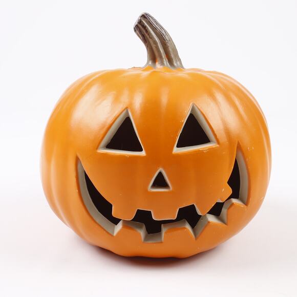 Pair of Intertek Plastic Light Up Halloween Pumpkin Jack-O-Lanterns & Bulbs - Picture 2 of 12